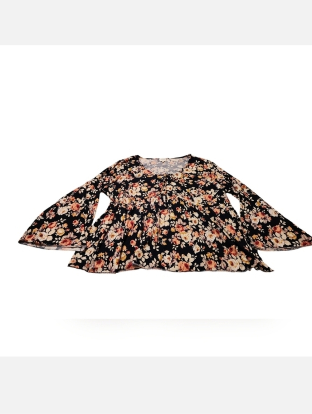 Women's 3X Ava James Floral Print V-Neck Long Sleeve Shirt